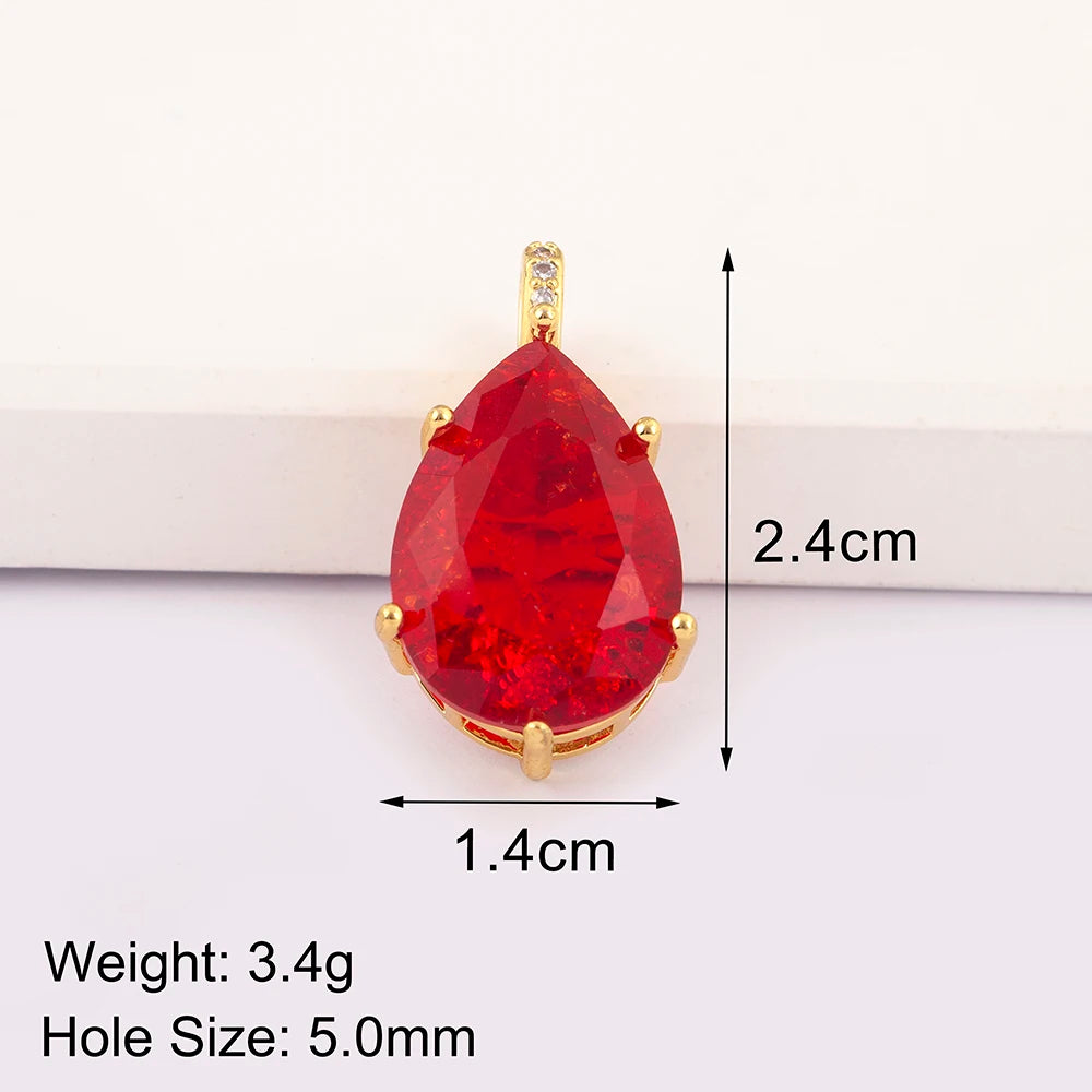 New Design Waterdrop Shape Zircon Charm Pendant DIY Necklace For Women Charm Jewelry Making Findings Supplies Accessories