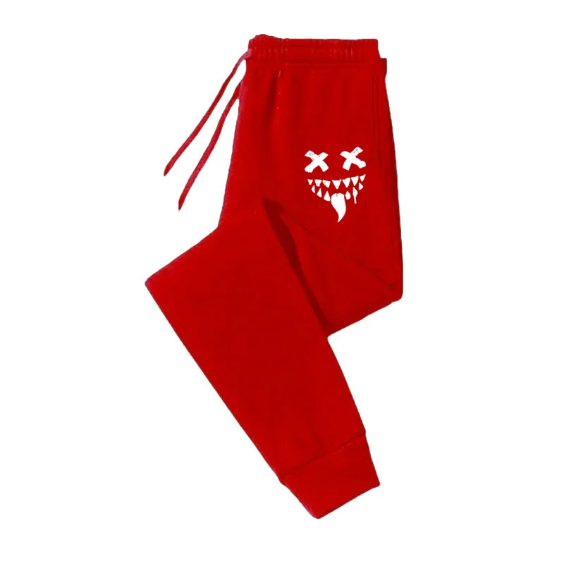 Monster Smile Print Harajuku Versatile Solid Color Daily Outdoor Running Fitness Breathable Casual Comfortable Men Sports Pants