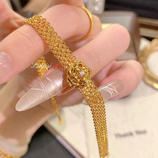 925 Sterling Silver Rose Milanese Bracelets For Women Wedding Vintage Luxury Korean Fine Jewelry Accessories Wholesalea