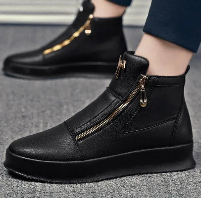 High Top Casual Shoes for Men Brand Ankle Boots Fashion White Men Skateboard Shoes Luxury Platform Sport Shoes Leather Men Boots