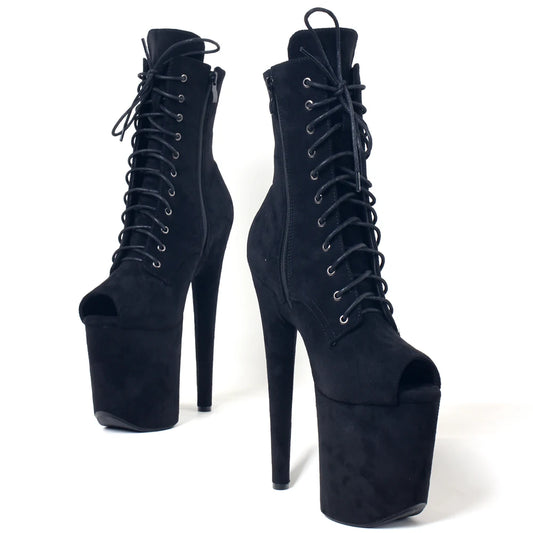 8"Heel 4"Platform Extreme Pole Dance Lace-Up FlannelAnkle Boots In Stock Fast Shipping Size36-43