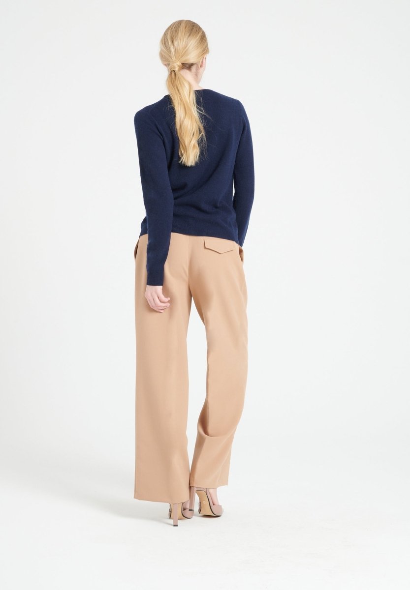 Cardigan col rond femme en cachemire bleu marine - LILLY 4B