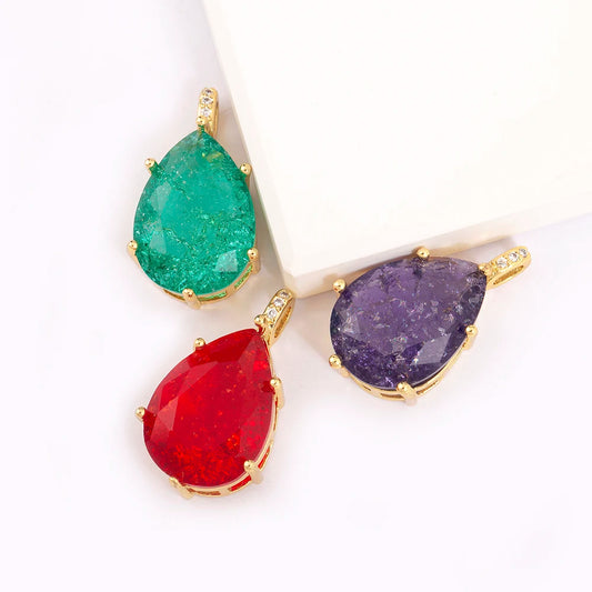 New Design Waterdrop Shape Zircon Charm Pendant DIY Necklace For Women Charm Jewelry Making Findings Supplies Accessories