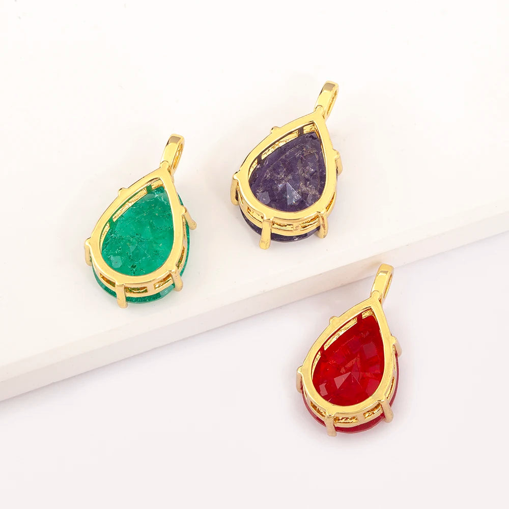 New Design Waterdrop Shape Zircon Charm Pendant DIY Necklace For Women Charm Jewelry Making Findings Supplies Accessories