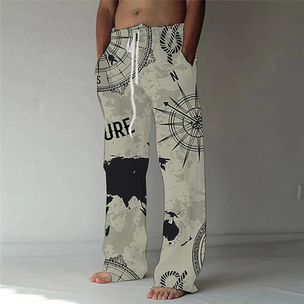 Men's Trousers Summer Pants Beach Pants Elastic Designer Front Pocket Straight Leg Graphic Prints Graffiti Comfort Casual Pants