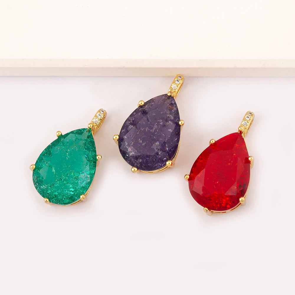 New Design Waterdrop Shape Zircon Charm Pendant DIY Necklace For Women Charm Jewelry Making Findings Supplies Accessories