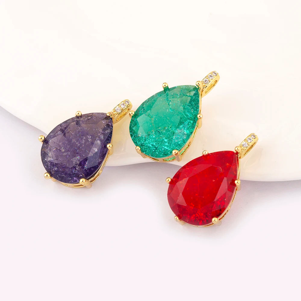 New Design Waterdrop Shape Zircon Charm Pendant DIY Necklace For Women Charm Jewelry Making Findings Supplies Accessories