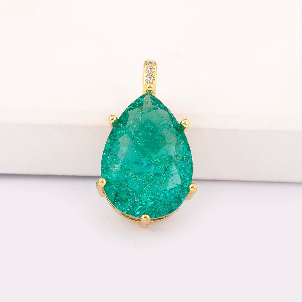 New Design Waterdrop Shape Zircon Charm Pendant DIY Necklace For Women Charm Jewelry Making Findings Supplies Accessories