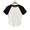W3243 Hot Selling Summer Short Sleeve Round Neck Crop Top Slim Fit Short Basic Shirt Women Breathable Sweat Clothing