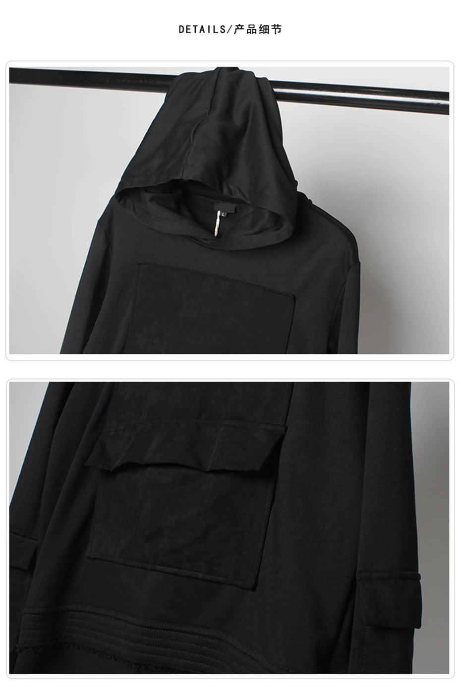 Unisex Harajuku Hoodie Sweatshirt Men's clothes Patchwork Design Cotton Pullover HipHop hooded oversized Streetwear Tactical