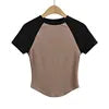 W3243 Hot Selling Summer Short Sleeve Round Neck Crop Top Slim Fit Short Basic Shirt Women Breathable Sweat Clothing