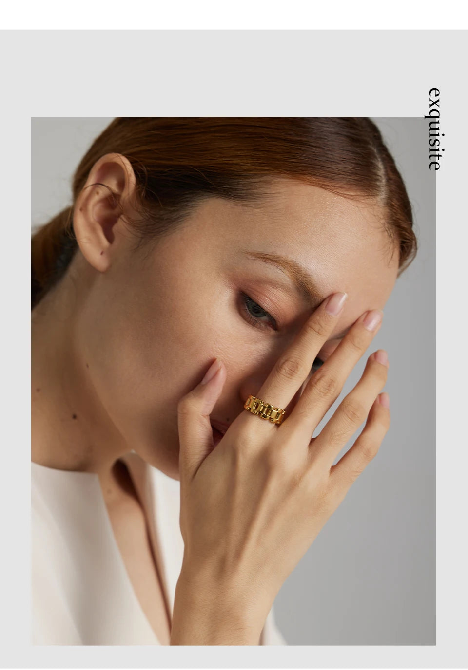 Yhpup Stainless Steel Jewelry Charm Metal Golden Chain Ring for Women High Quality 18 K Rope bague acier inoxydable Waterproof