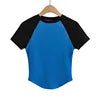 W3243 Hot Selling Summer Short Sleeve Round Neck Crop Top Slim Fit Short Basic Shirt Women Breathable Sweat Clothing