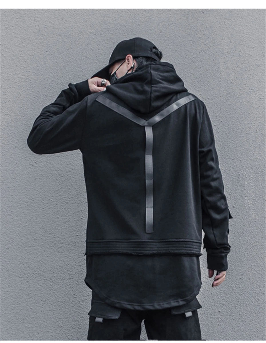 Unisex Harajuku Hoodie Sweatshirt Men's clothes Patchwork Design Cotton Pullover HipHop hooded oversized Streetwear Tactical
