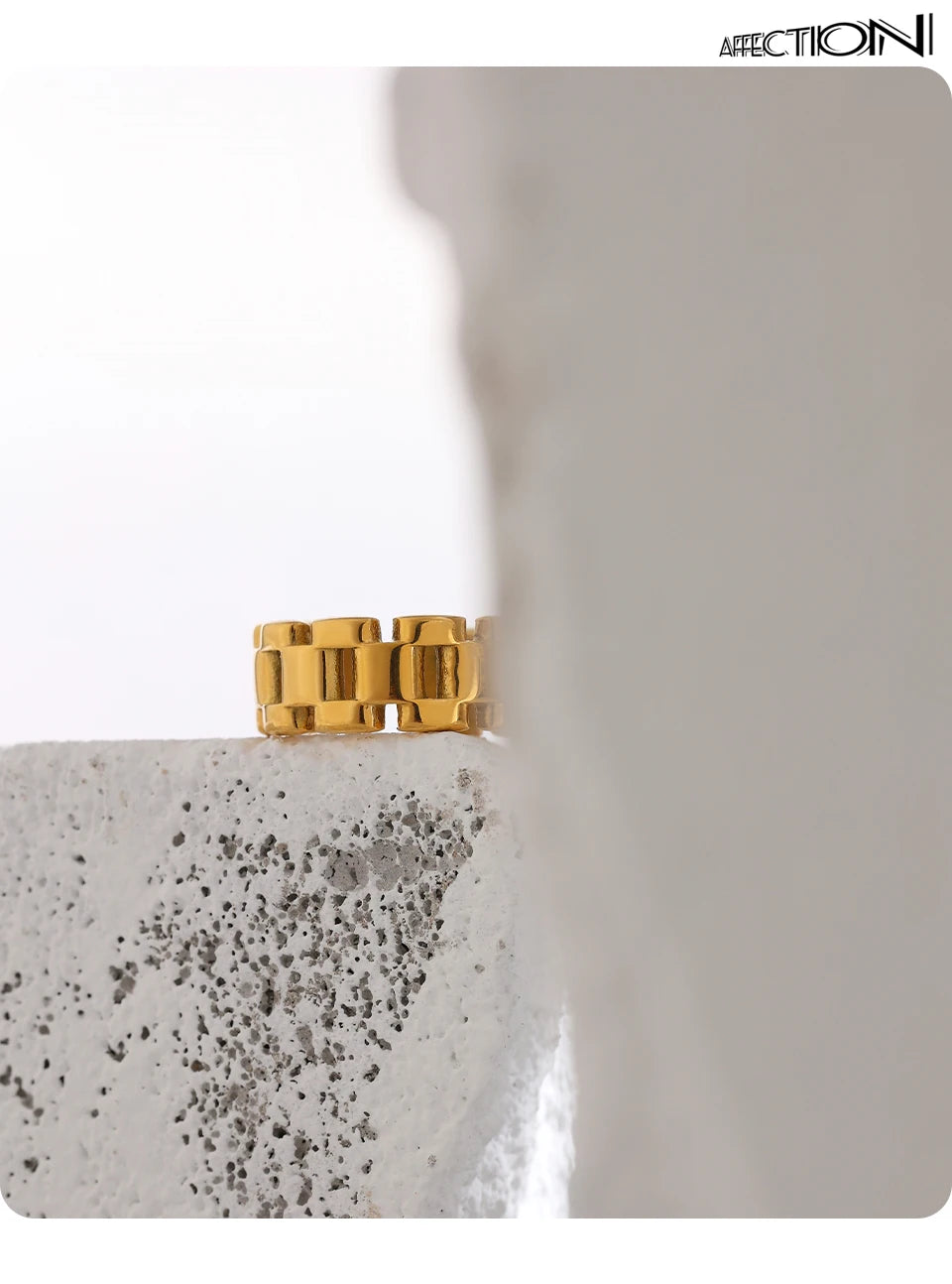 Yhpup Stainless Steel Jewelry Charm Metal Golden Chain Ring for Women High Quality 18 K Rope bague acier inoxydable Waterproof