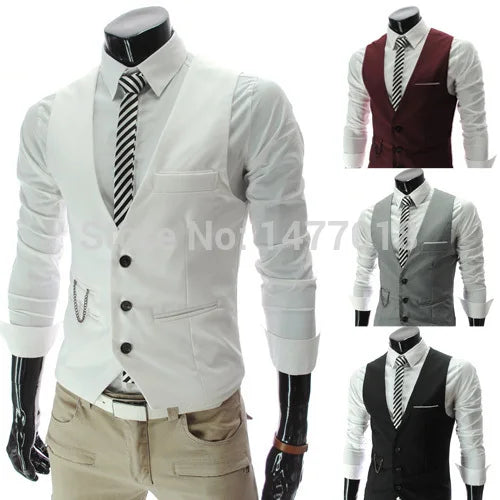2025 New Arrival Dress Vests For Men Slim Fit Mens Suit Vest Male Waistcoat Gilet Homme Casual Sleeveless Formal Business Jacket