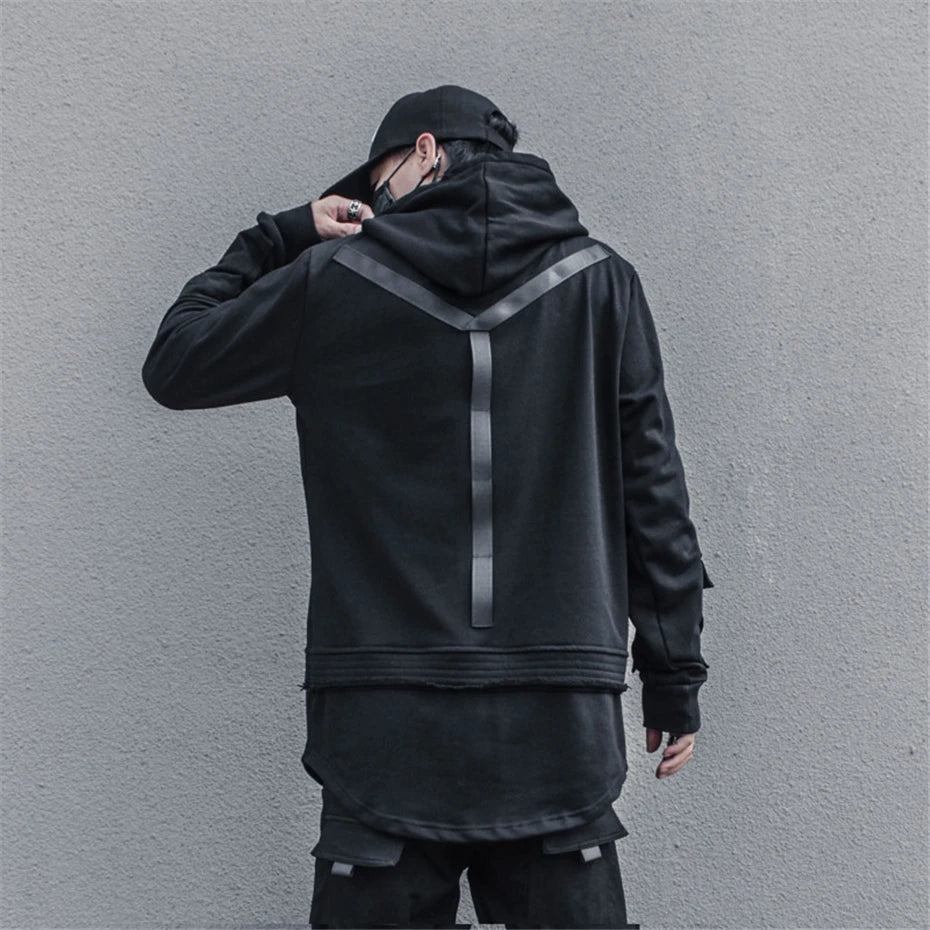 Unisex Harajuku Hoodie Sweatshirt Men's clothes Patchwork Design Cotton Pullover HipHop hooded oversized Streetwear Tactical