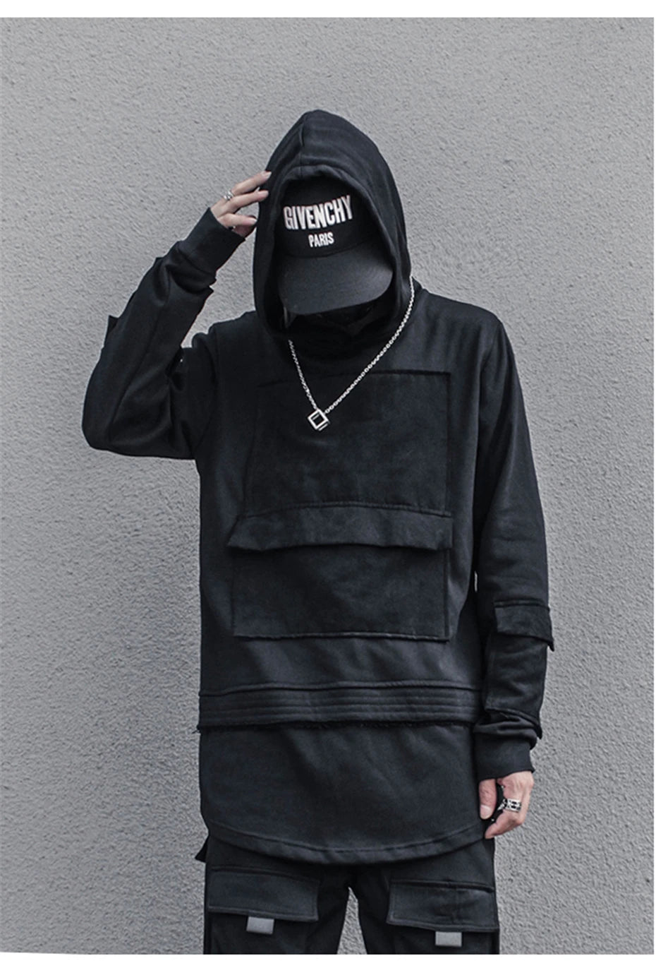 Unisex Harajuku Hoodie Sweatshirt Men's clothes Patchwork Design Cotton Pullover HipHop hooded oversized Streetwear Tactical