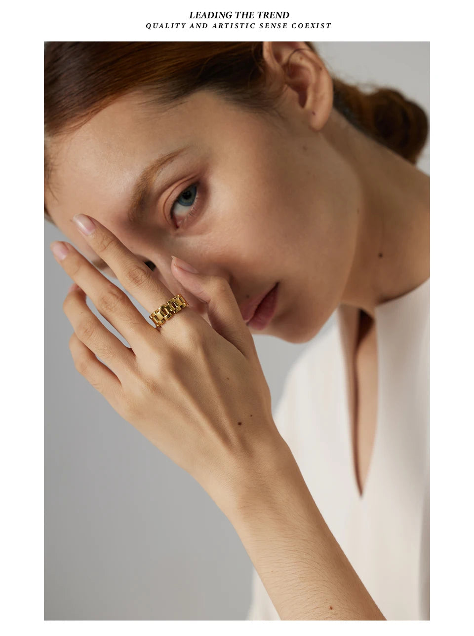 Yhpup Stainless Steel Jewelry Charm Metal Golden Chain Ring for Women High Quality 18 K Rope bague acier inoxydable Waterproof