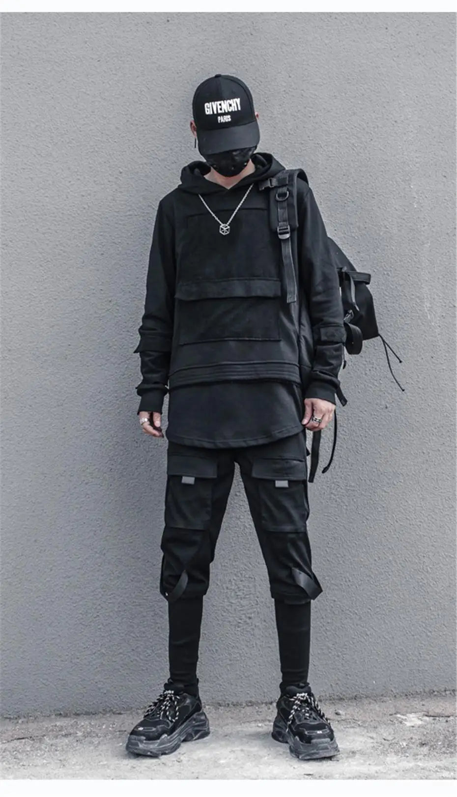 Unisex Harajuku Hoodie Sweatshirt Men's clothes Patchwork Design Cotton Pullover HipHop hooded oversized Streetwear Tactical