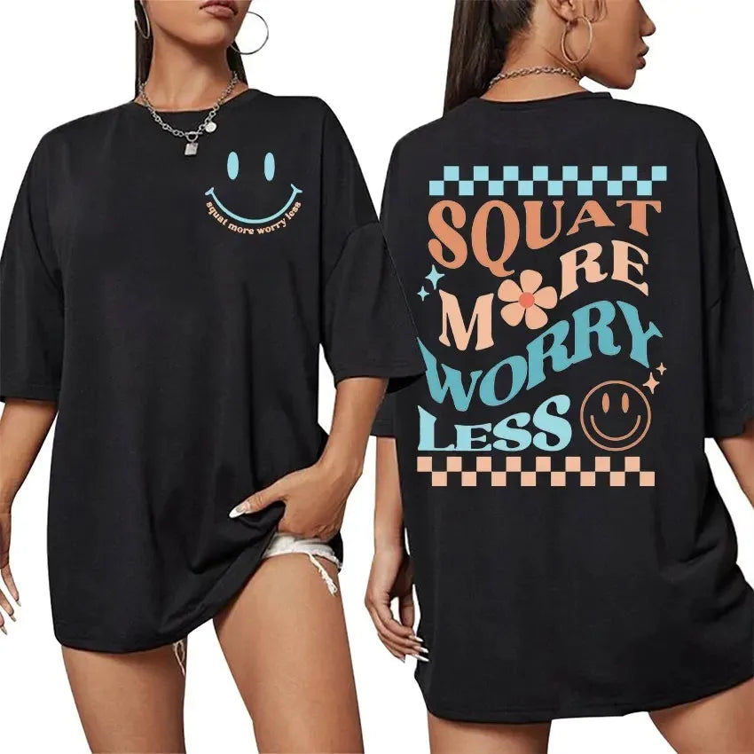 Personality Fashion Be Happy Lift Heavy Gym Weightlifting Graphic Men Women Casual 100% Cotton Oversized T-shirt Cute Clothing