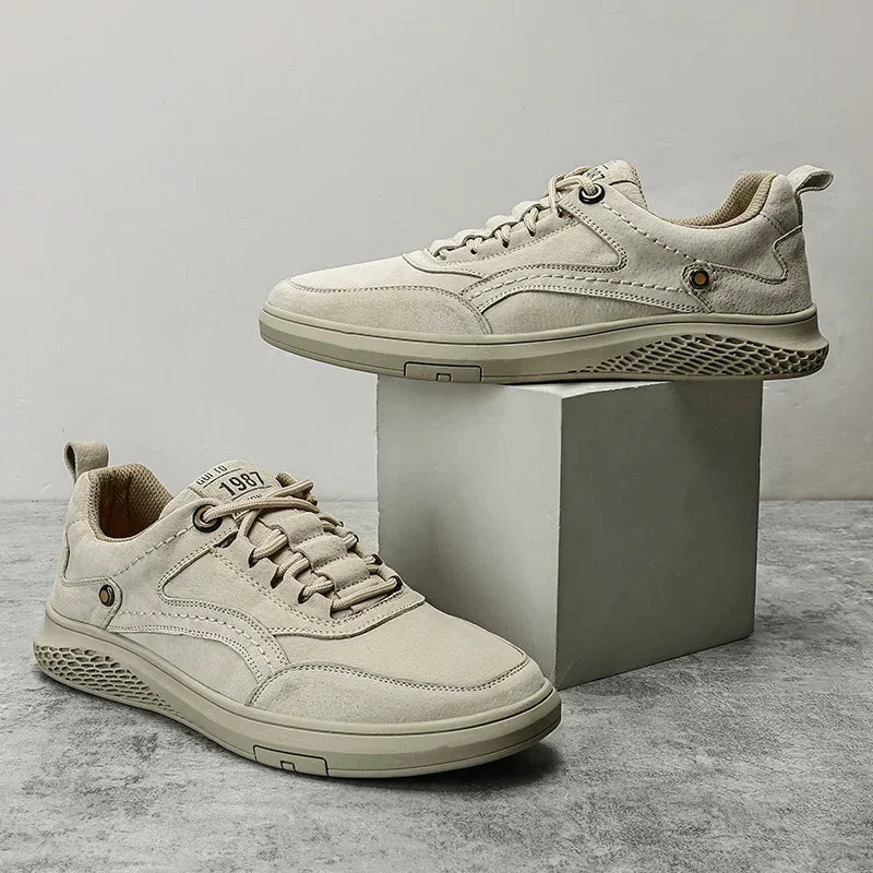 Men Sneakers Shoes Men Shoes fashion Genuine Leather Loafers Breathable Autumn lace up comfortable Mesh Casual Shoes Outdoor