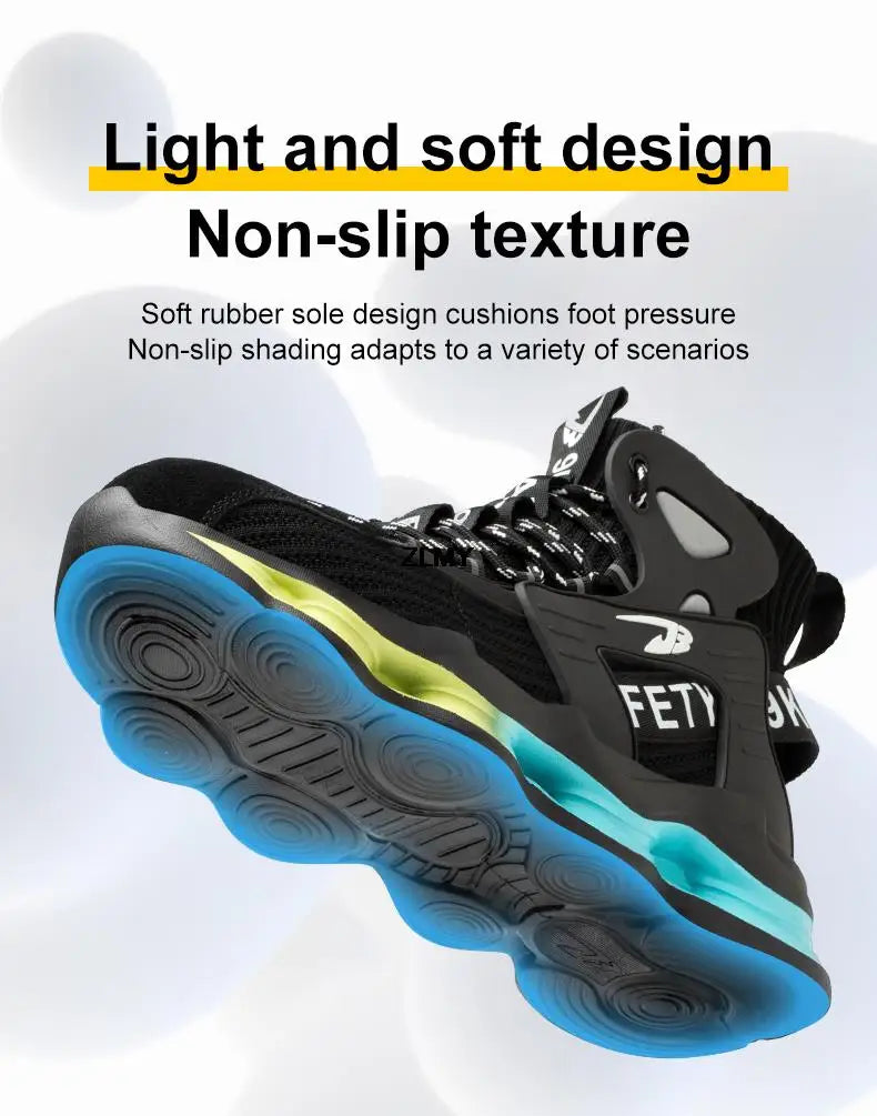 New Design Safety Shoes Men Work Sneaker Steel Toe Shoes Puncture Proof High Top Work Safety Boots Male Lightweight Work Shoes