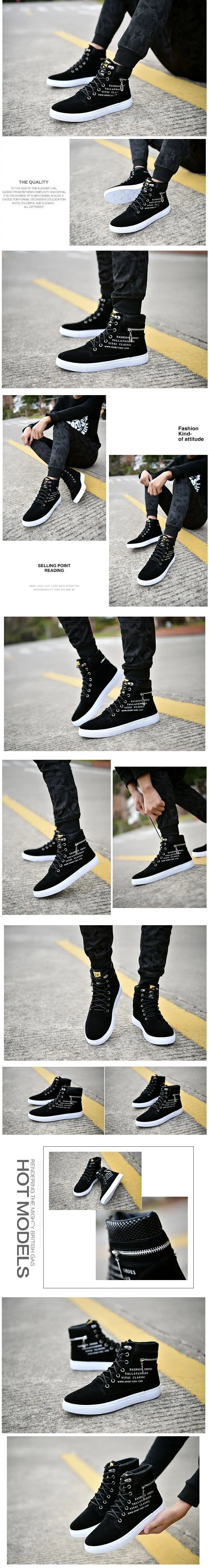 Spring High Top Men Shoes Luxury Leather Men's Sneaker Fashion Lace-up Ankle Boots Comfortable Mens tennis Shoes Plus Size 38-48