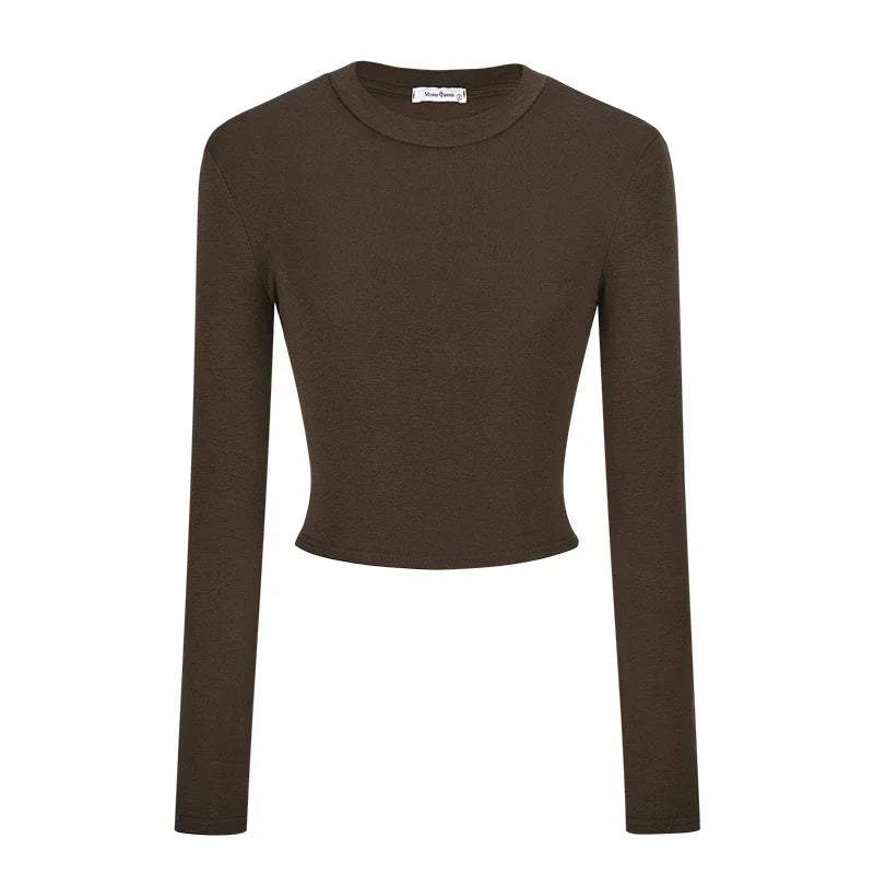 Women Casual Long Sleeve T-Shirts Spring Autumn Solid Slim Fit Pullovers Tees Shirts Female Streetwear Base Tees Tops Casual