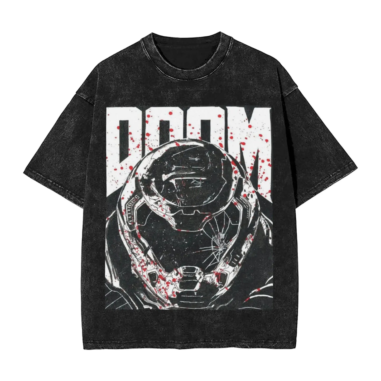 Dark Game Cartoon Fashion Series Washed Printing New Men's T-shirt Fashionable Men's Pattern T-shirt