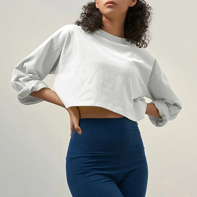 Y2K Outdoor Dance Sports Short sleeved Yoga Dress Women's Leisure Versatile Fitness Top Loose Sports T-shirt