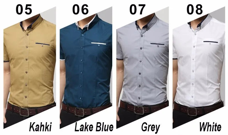 2025 New Arrival Brand Men's Summer Business Shirt Short Sleeves Turn-down Collar Tuxedo Shirt Shirt Men Shirts Big Size 5XL