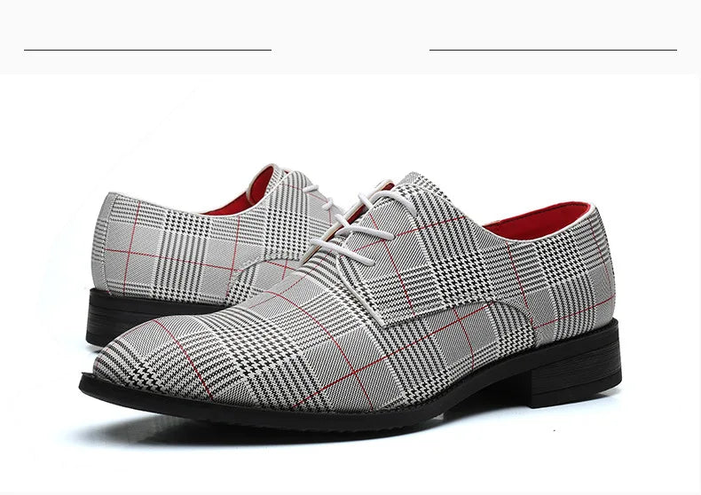Luxury Men Dress Shoes Leather Shoes Designer Striped Patten Men Formal Shoes Italian Oxfords Pointed Toe Wedding Shoe Barber