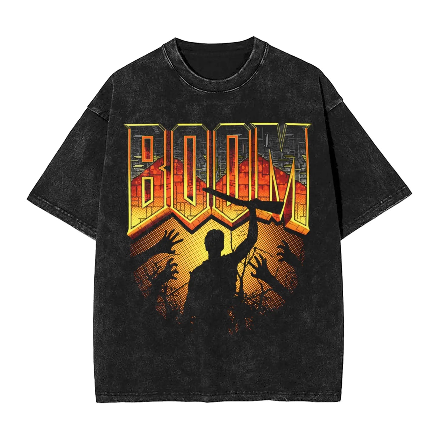 Dark Game Cartoon Fashion Series Washed Printing New Men's T-shirt Fashionable Men's Pattern T-shirt