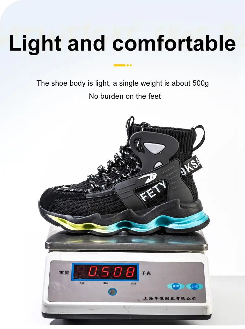 New Design Safety Shoes Men Work Sneaker Steel Toe Shoes Puncture Proof High Top Work Safety Boots Male Lightweight Work Shoes