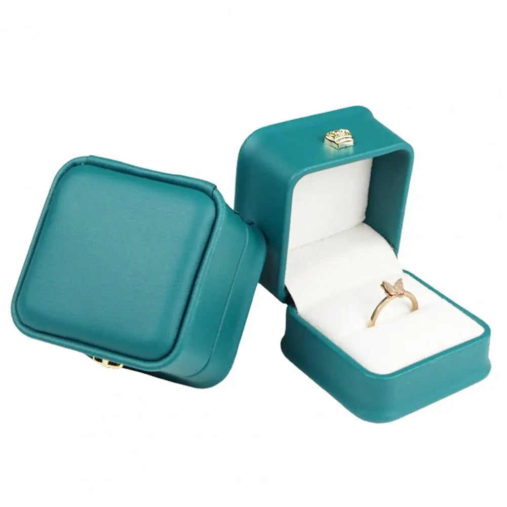Engagement Wedding Ring Box Square Velvet Jewelry Case Display Holder Box Couple Ring Box Gift Case Ring Earring Display Storage