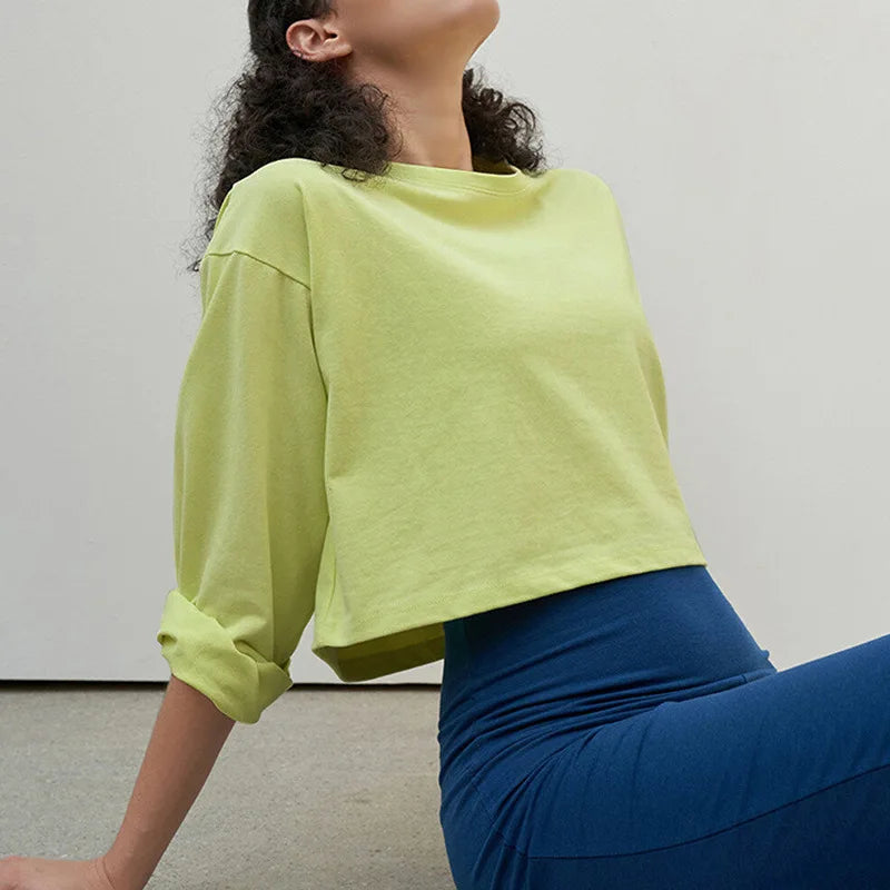 Y2K Outdoor Dance Sports Short sleeved Yoga Dress Women's Leisure Versatile Fitness Top Loose Sports T-shirt