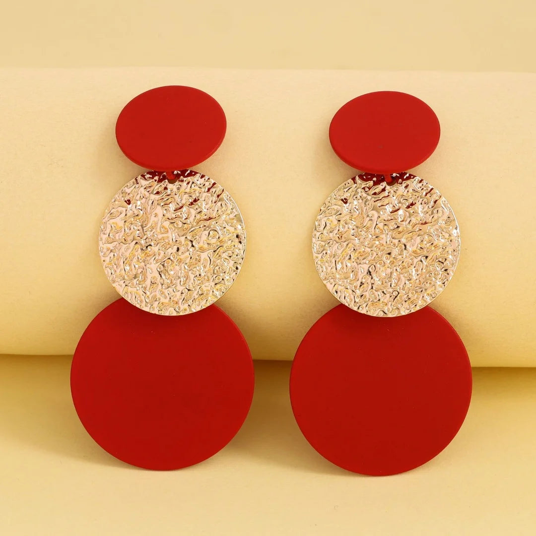 Tassel Disc Pattern Earrings, Symmetrical Pendant Earrings for Women, Creative, Individual and Geometric Temperament