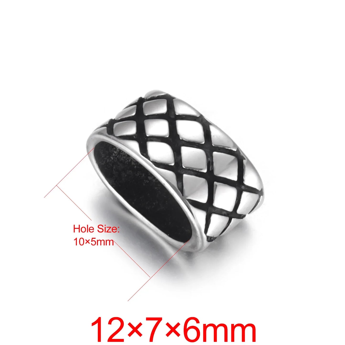 Stainless Steel Slider Beads Grid Patterned Hole 10*5mm for Leather Bracelet Making Jewelry DIY Slide Charms Accessories