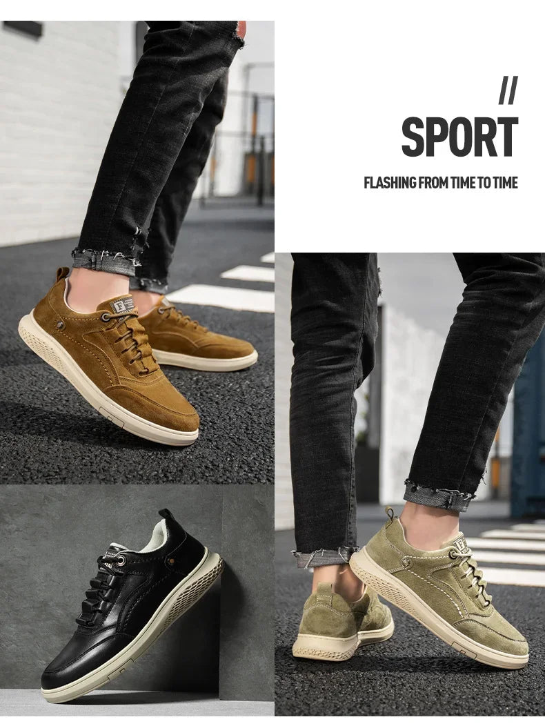 Men Sneakers Shoes Men Shoes fashion Genuine Leather Loafers Breathable Autumn lace up comfortable Mesh Casual Shoes Outdoor