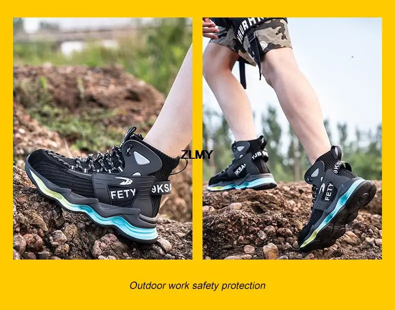 New Design Safety Shoes Men Work Sneaker Steel Toe Shoes Puncture Proof High Top Work Safety Boots Male Lightweight Work Shoes