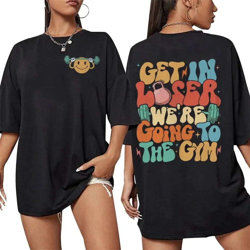 Personality Fashion Be Happy Lift Heavy Gym Weightlifting Graphic Men Women Casual 100% Cotton Oversized T-shirt Cute Clothing