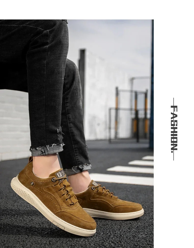 Men Sneakers Shoes Men Shoes fashion Genuine Leather Loafers Breathable Autumn lace up comfortable Mesh Casual Shoes Outdoor