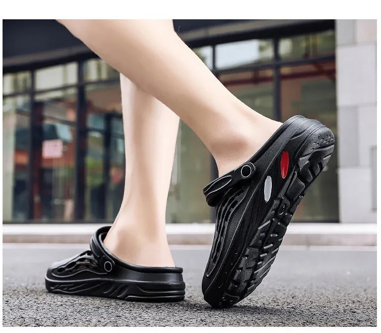 Eyriphy Summer Men Sandals Outdoor Clogs Casual Garden Shoes With Arch Support Kitchen Fishing Non-Slips Shoes Hole EVA Slides