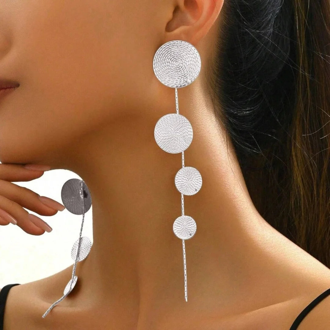 Tassel Disc Pattern Earrings, Symmetrical Pendant Earrings for Women, Creative, Individual and Geometric Temperament