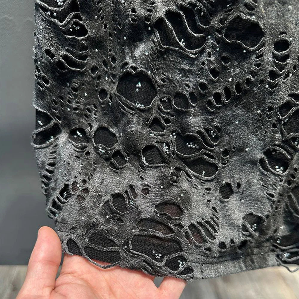 Mens T-Shirts Casual Tie-Dye Ripped T-Shirts Summer Niche Lightweight Unique Versatile Fashion Short Sleeve Tops Men'S Wear 2024