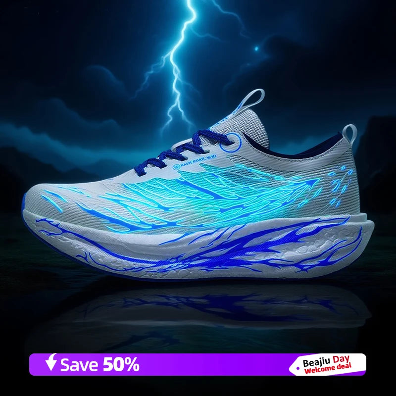Men Sports Running Shoes Casual Marathon Carbon Plate Breathable Lightweight Women's Fluorescence Athletic Nonskid Sneakers
