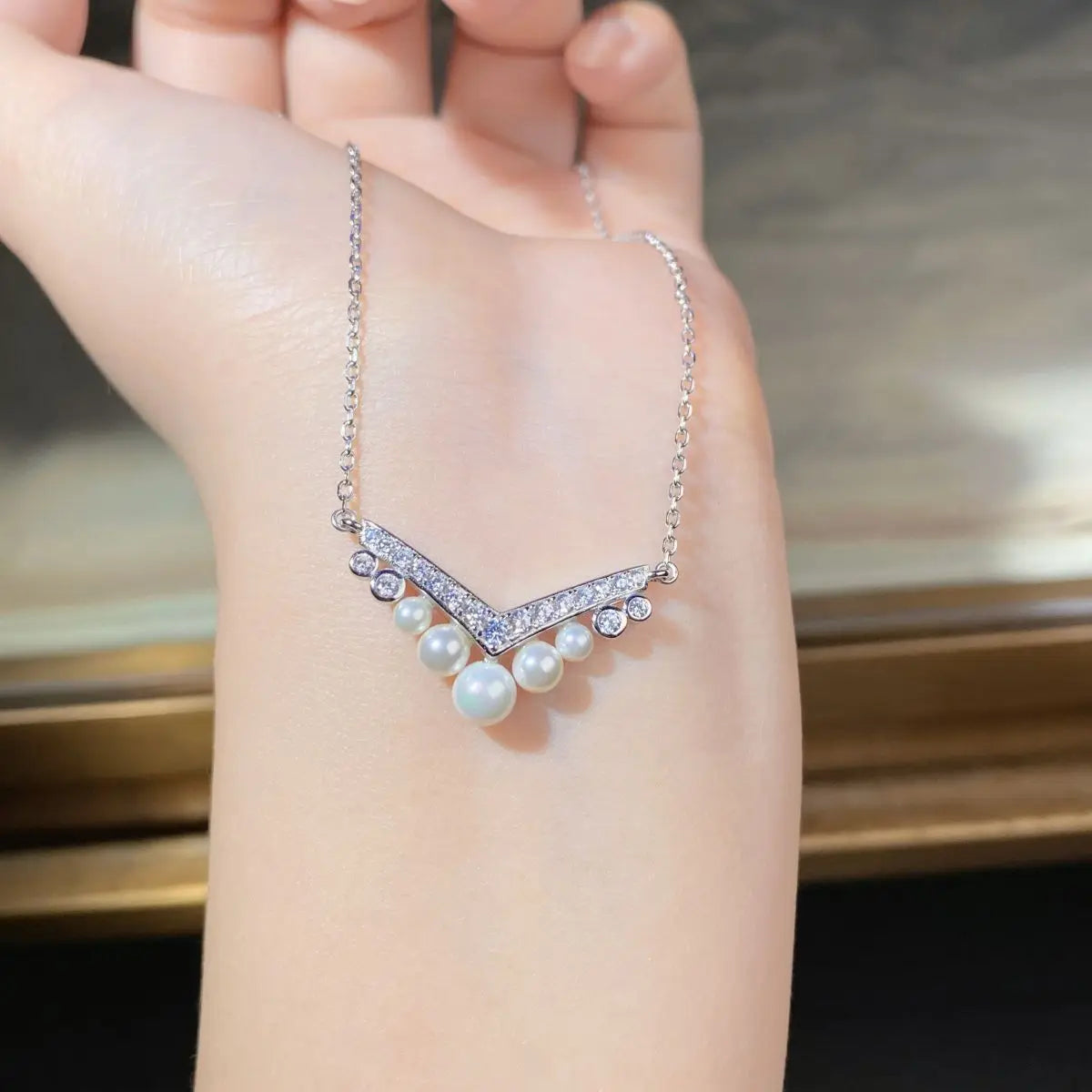 Luxury Pearl Moissanite Pendants Necklace For Women S925 Sterling Silver 18K Gold Plated Diamond Chain Wedding Gifts Jewelry