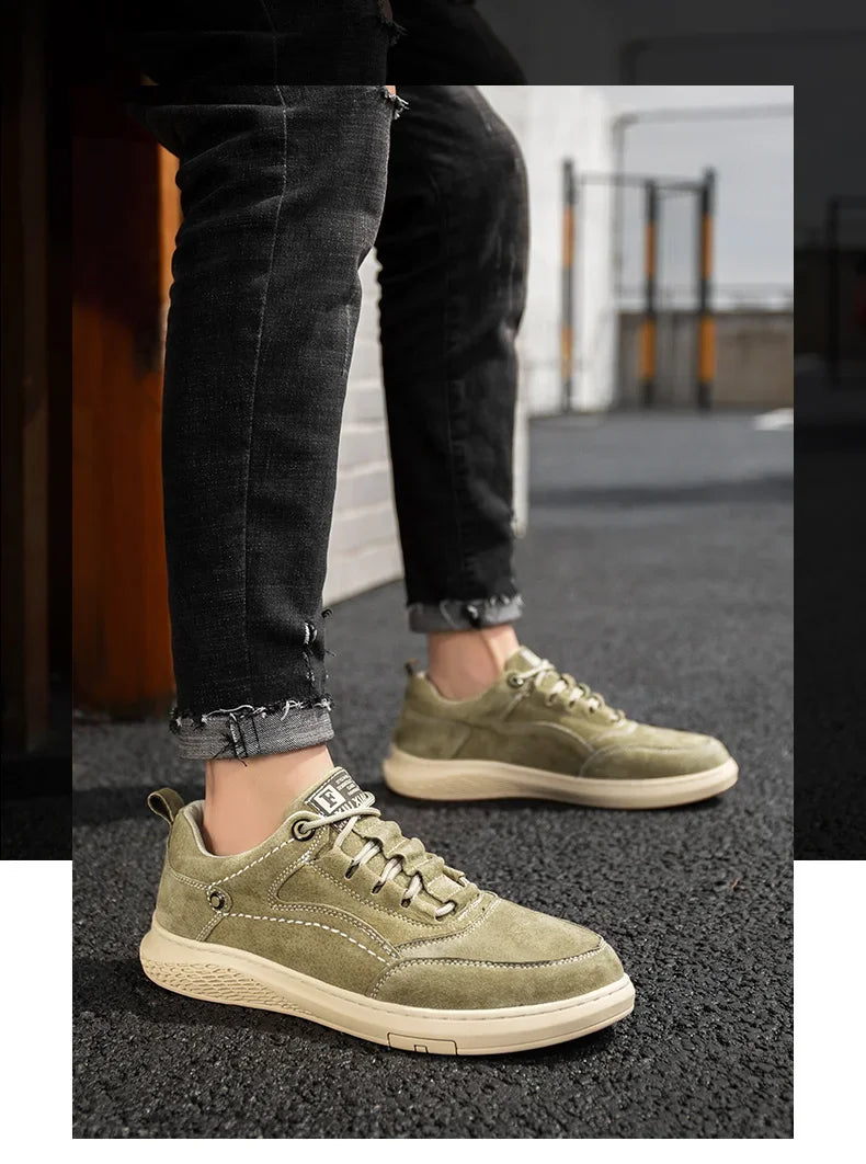 Men Sneakers Shoes Men Shoes fashion Genuine Leather Loafers Breathable Autumn lace up comfortable Mesh Casual Shoes Outdoor