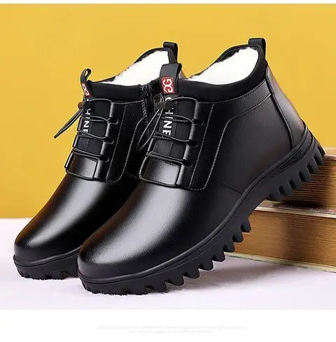 Men's winter warm cotton shoes Outdoor non slip thick leather boots New Fashion Plush Comfortable Shoe Casual Snow Boots male